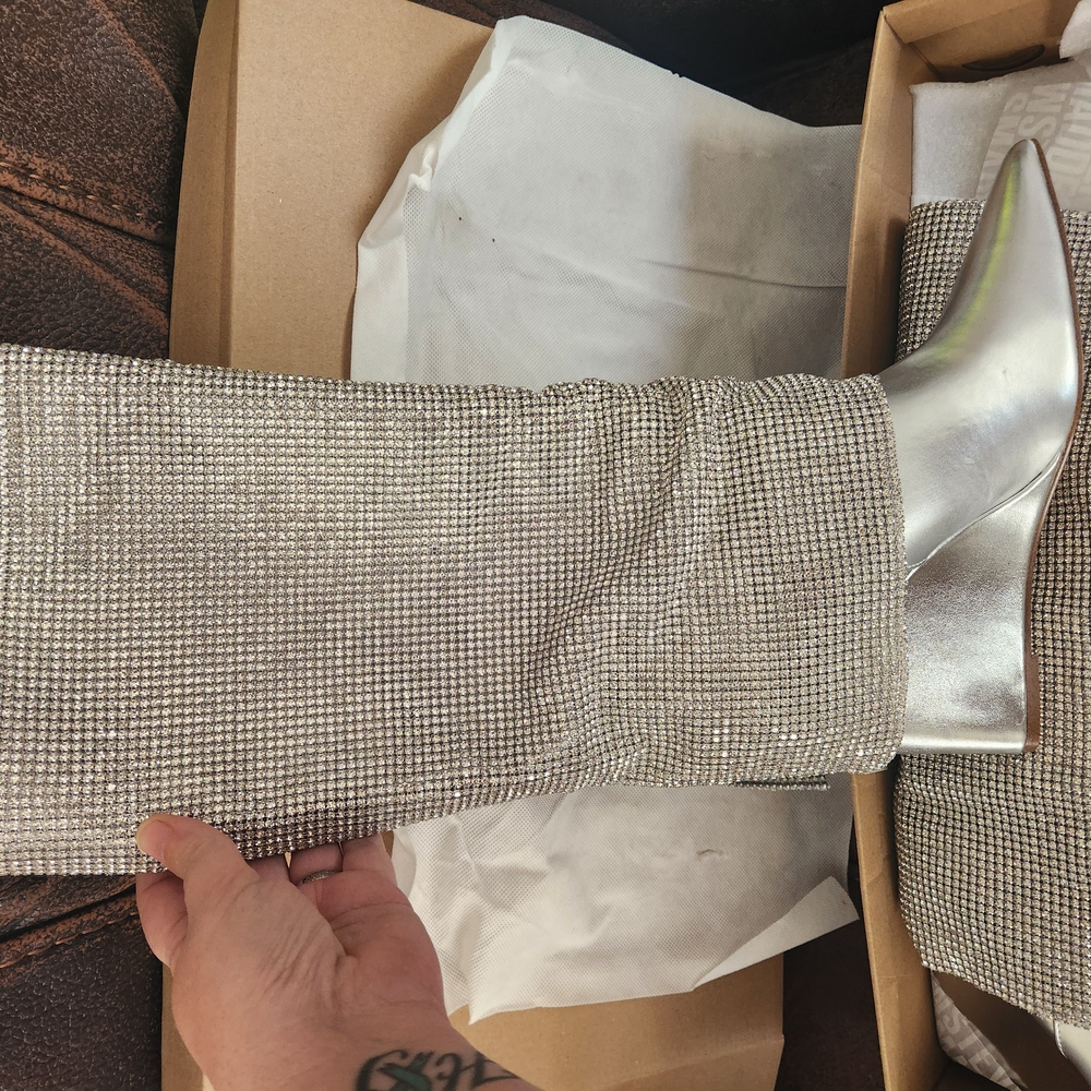 Steve Madden Silver Over the Knee Boots